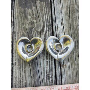 Pair‎ Heavy Silver Low Profile Heart Tapered Candle Holders